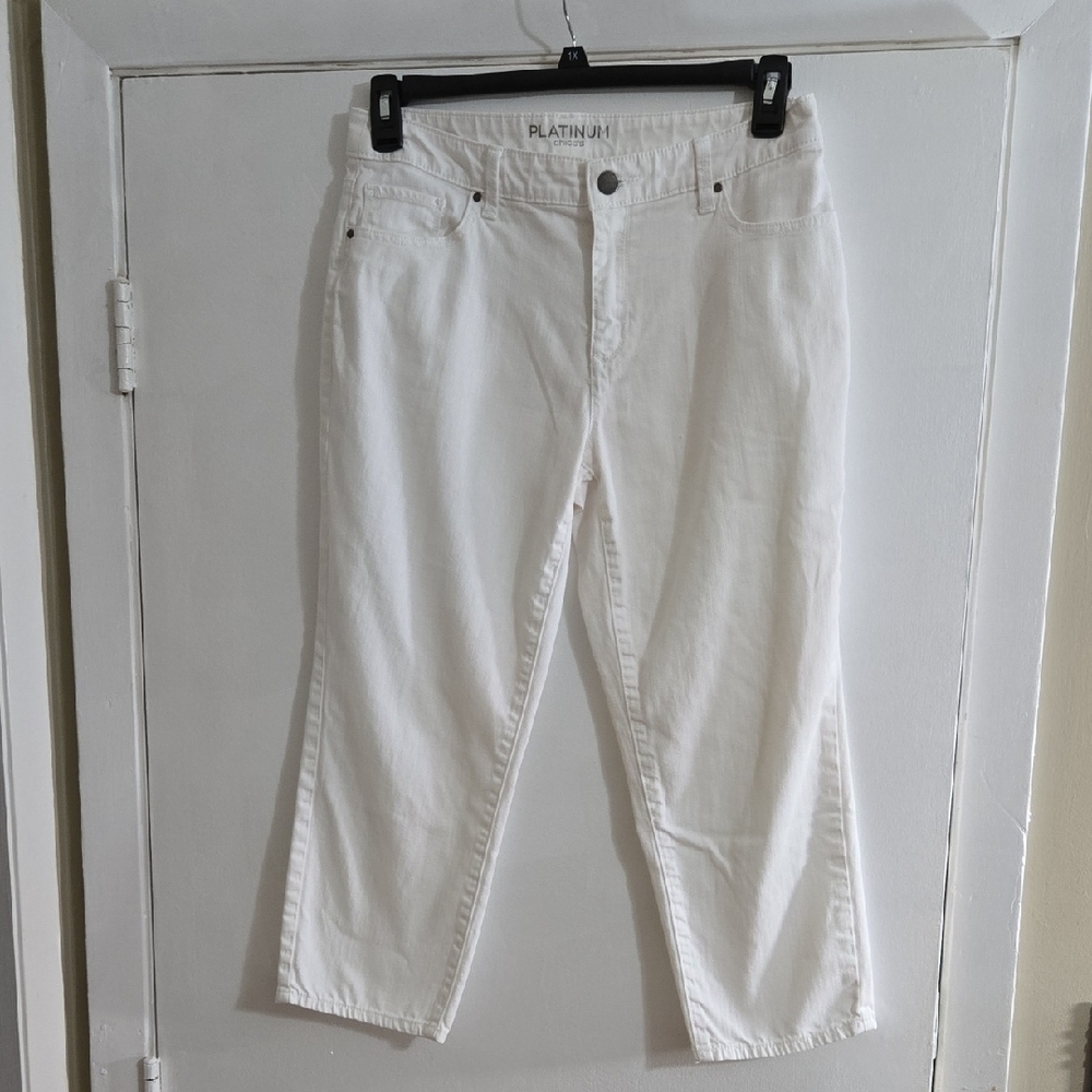 Chico's Platinum White Ankle Jeans Size Chico's 0.5